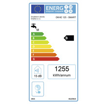 Energetický štítok pre ohrievač vody s triedou energetickej účinnosti B a ročnou spotrebou energie 1255 kilowatthodín