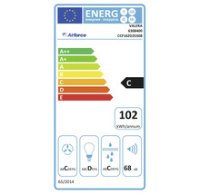 Energetický štítok pre produkt Airforce s triedou energetickej účinnosti C, ročnou spotrebou energie 102 kilowatthodín a hlučnosťou 68 decibelov.