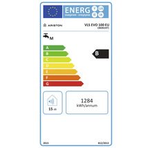 Energetický štítok pre Ariston VLS EVO 100 EU s triedou energetickej účinnosti B a ročnou spotrebou energie 1284 kWh.