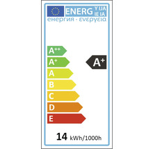 Energetický štítok A+ so spotrebou 14 kWh za 1000 hodín