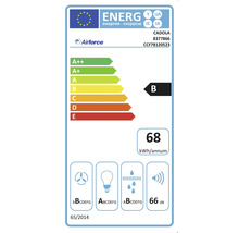 Energetický štítok pre produkt Airforce s triedou energetickej účinnosti B, ročnou spotrebou energie 68 kilowatthodín a hladinou hluku 66 decibelov
