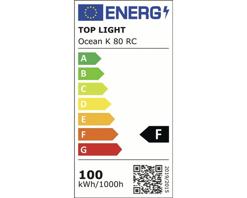 Energetický štítok Top Light Ocean K 80 RC, trieda energetickej účinnosti F