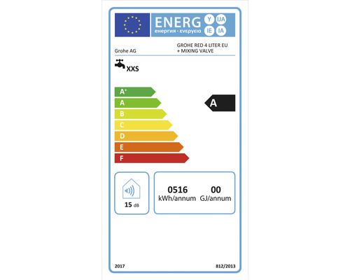 Energetický štítok pre Grohe Red 4 litre EU vrátane zmiešavacieho ventilu