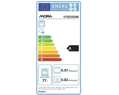 Mora VTS555DXB štítok energetickej účinnosti
