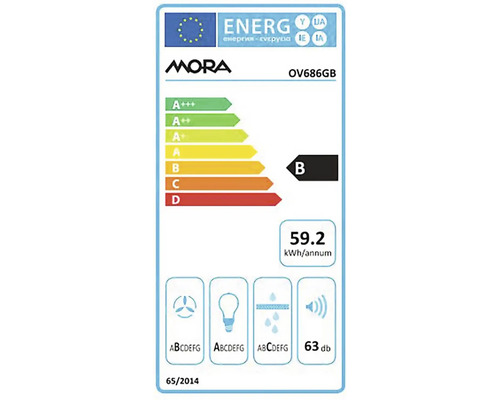 Štítok energetickej triedy B Mora OV686GB