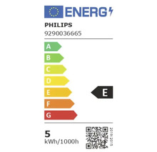 Energetický štítok Philips, trieda energetickej účinnosti E, 5 kilowatthodín na 1000 hodín