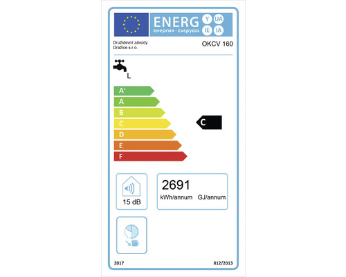 Energetický štítok pre ohrievač vody OKCV 160