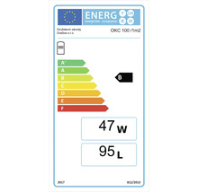 Energetický štítok pre ohrievač vody s triedou energetickej účinnosti B, objemom 95 litrov a spotrebou energie 47 wattov.