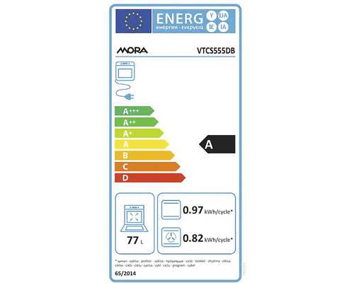 Energetický štítok Mora VTCS555DB s hodnotami spotreby energie