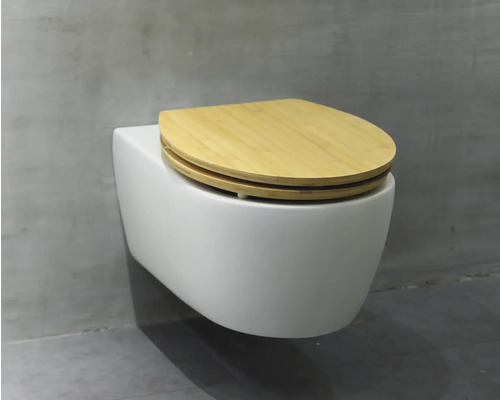 Závesné WC s dreveným sedadlom