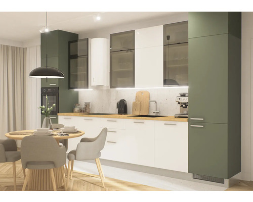 Svetlá moderná kuchyňa s jedálenským stolom a stoličkami