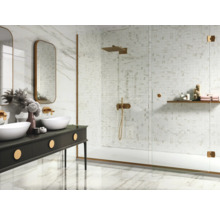 Moderná kúpeľňa s dvojitým umývadlom, zrkadlami a sprchovacím kútom