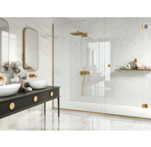 Moderná kúpeľňa s dvojitým umývadlom, zrkadlami a sprchovacím kútom