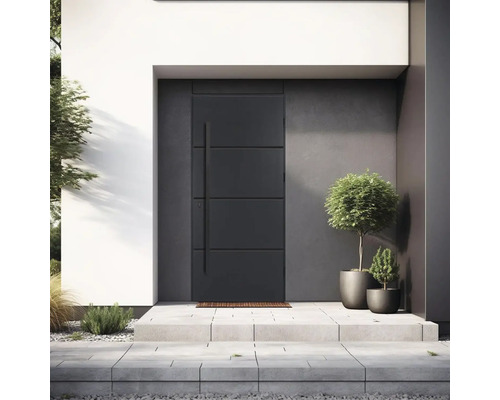 Moderné vchodové dvere s bočným dielom vo svetlom vchode