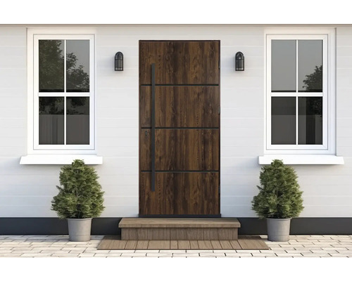 Vstupný priestor s vchodovými dverami, oknami, schodiskom a rastlinami