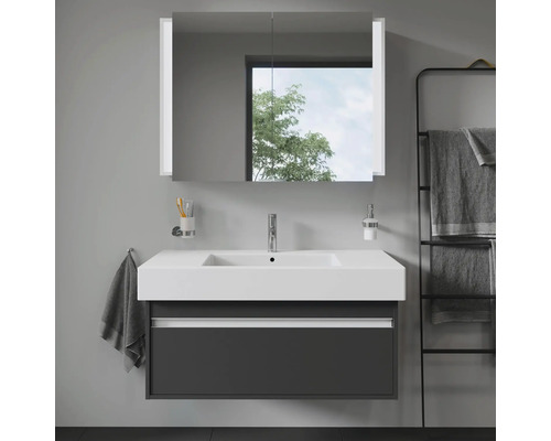 Kúpeľňové umývadlo s umývadlom, zrkadlová skrinka a držiak na uteráky na montáž na stenu