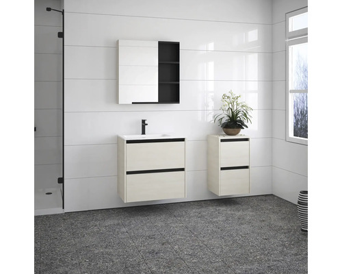 Kúpeľňa s umývadlom, zrkadlovou skrinkou a spodnou skrinkou