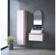 Moderná kúpeľňa s umývadlom, zrkadlovou skrinkou a rastlinou v kvetináči