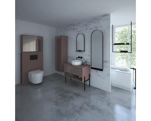 Svetlá kúpeľňa s umývadlom, zrkadlami, toaletou, vaňou a nábytkom