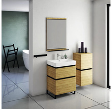 Zrkadlo do kúpeľne Devo Viva 2.0 s poličkou 60 x 80 cm orechovec/čierna VV2-LUPL60-P71