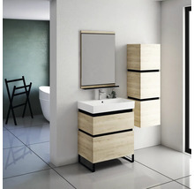Zrkadlo do kúpeľne Devo Viva 2.0 s poličkou 70 x 86 cm dub/čierna VV2-LUPL70-P29