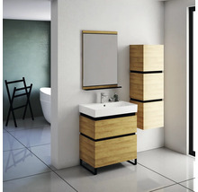Zrkadlo do kúpeľne Devo Viva 2.0 s poličkou 70 x 86 cm orechovec/čierna VV2-LUPL70-P71