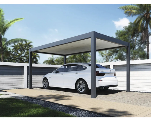 Prístrešok pre auto s autom vonku