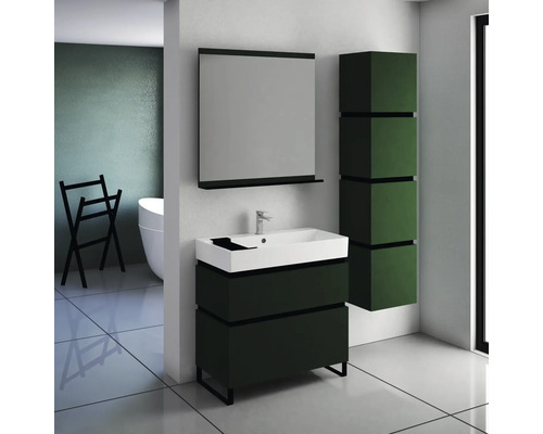 Kúpeľňa s umývadlom, zrkadlom a vysokou skriňou pre moderné prostredie