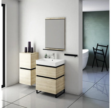 Zrkadlo do kúpeľne Devo Viva 2.0 s poličkou 60 x 80 cm dub/čierna VV2-LUPL60-P29