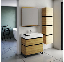 Zrkadlo do kúpeľne Devo Viva 2.0 s poličkou 85 x 85 cm orechovec/čierna VV2-LUPL85-P71