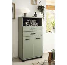 Vysoká skriňa so zásuvkami a dvierkami na uloženie kúpeľňových potrieb