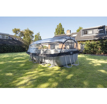 Nadzemný bazén so zastrešením bazéna v záhrade