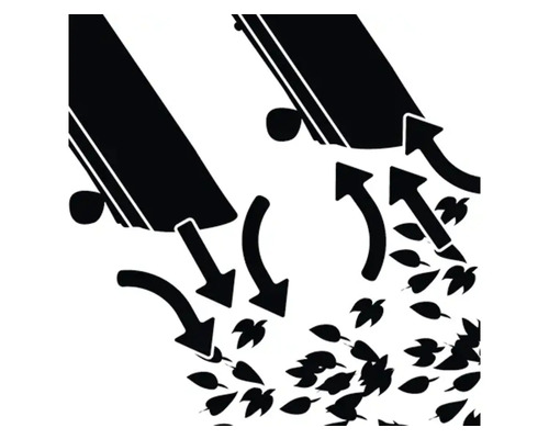 Symbol pre funkciu sania a fúkania vysávača lístia