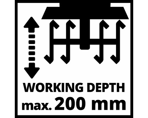 Symbol pracovnej hĺbky: maximálna pracovná hĺbka 200 milimetrov