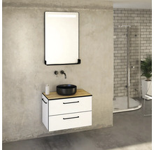 LED zrkadlo do kúpeľne s osvetlením Devo Sonus 2.0 s poličkou 75,5 x 94 cm IP 44 čierna SO2-LUPM75x94-L09