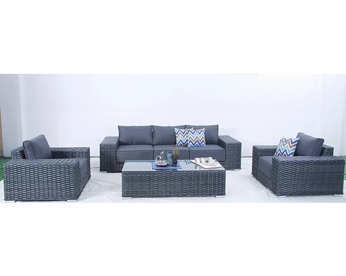 Záhradná nábytková súprava s ratanovou pohovkou, kreslami a stolom pre vonkajšie použitie