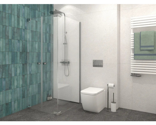 Moderná kúpeľňa so sprchou, toaletou a ohrievačom uterákov