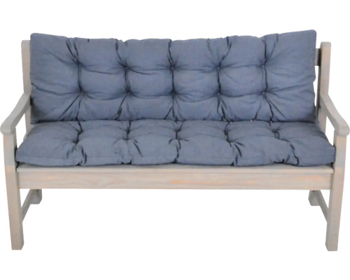 Záhradná lavica so sivými podložkami sedadla a operadla