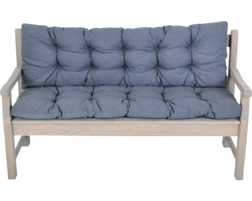 Drevená záhradná lavica s polstrovanými podložkami na sedadlo a operadlo