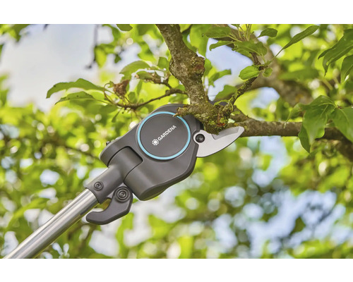 Záhradné nožnice s násadou na rezanie konárov v strome