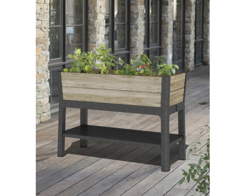 Vyvýšený záhon z umelého dreva a plastu s úložným priestorom na vonkajšie použitie
