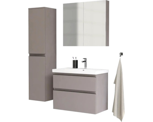 Kúpeľňový set s umývadlom, zrkadlovou skrinkou a vysokou skriňou