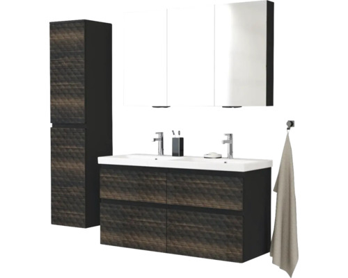 Kúpeľňový set s umývadlom, zrkadlovou skrinkou a vysokou skriňou