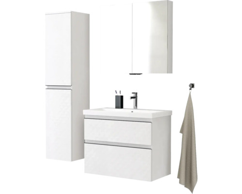 Kúpeľňový nábytok so skrinkou pod umývadlo, zrkadlovou skrinkou a vysokou skrinkou