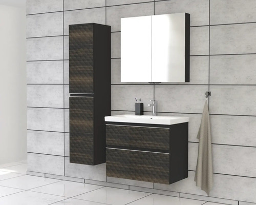 Kúpeľňový set s umývadlovou skrinkou, zrkadlovou skrinkou a vysokou skrinkou