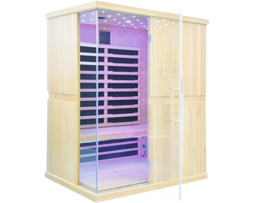 Infrasauna z dreva so sklenenými dverami