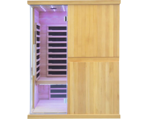 Infračervená sauna z dreva s čiastočným presklením a posuvnými dverami