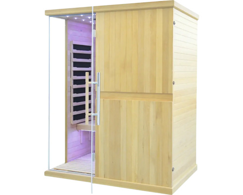 Drevená sauna so sklenenými dverami