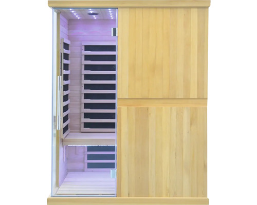 Infračervená sauna s dreveným obložením a sklenenými dverami
