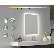 Osvetlené zrkadlo s dotykovým senzorom, nastaviteľnou farbou svetla a krytím IP44